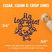 Lo Lograste You Did It Praise Spanish Chihuahua Dog with Maracas Teacher Stamp Rubber Stamp Stamping Crafting Planners