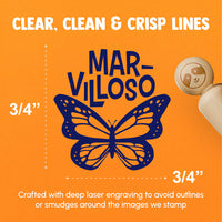 Marvilloso Marvelous Butterfly Spanish Compliment Teacher Stamp Rubber Stamp for Stamping Crafting Planners