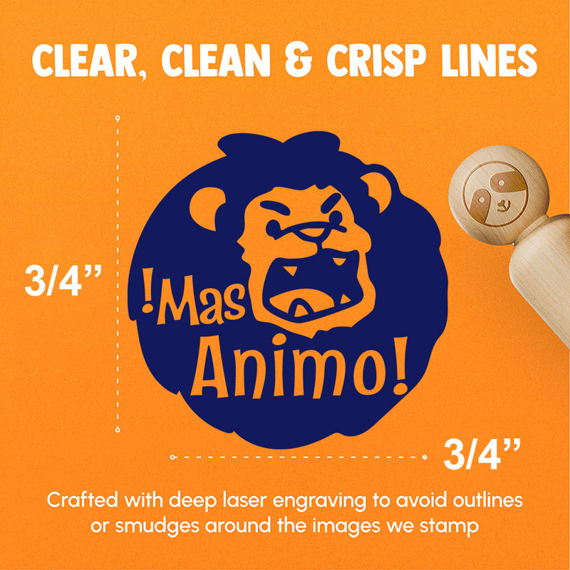 Mas Animo Lion Spanish Encouragement Teacher Stamp Rubber Stamp for Stamping Crafting Planners