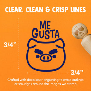 Me Gusta Spanish Funny Cartoon Pig Big Eyebrows Teacher Stamp Rubber Stamp for Stamping Crafting Planners