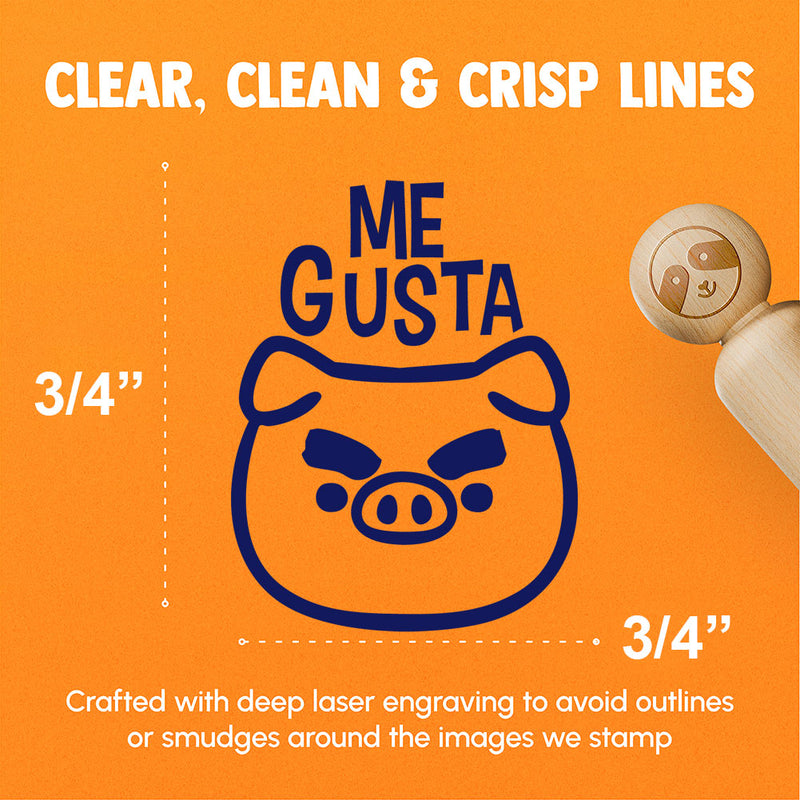 Me Gusta Spanish Funny Cartoon Pig Big Eyebrows Teacher Stamp Rubber Stamp for Stamping Crafting Planners