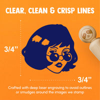 Mysterious Woman with Sunglasses Looking Rubber Stamp for Stamping Crafting Planners