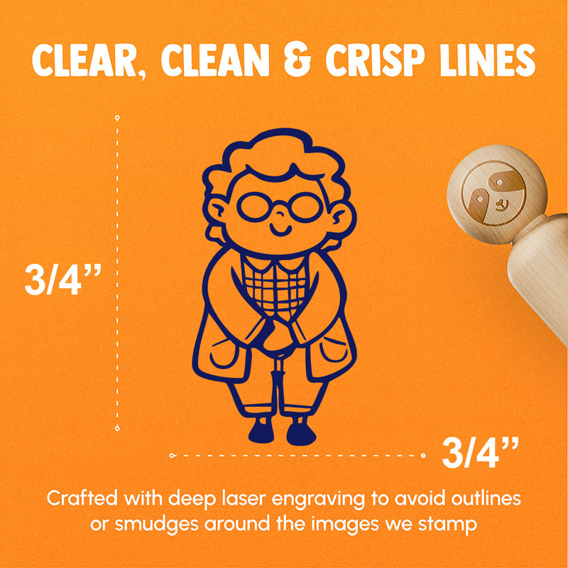 Old Elderly Lady Grandma Cardigan Sweater Glasses Rubber Stamp for Stamping Crafting Planners