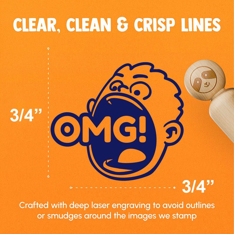OMG Oh My God Big Mouth Boy Shout Rubber Stamp for Stamping Crafting Planners