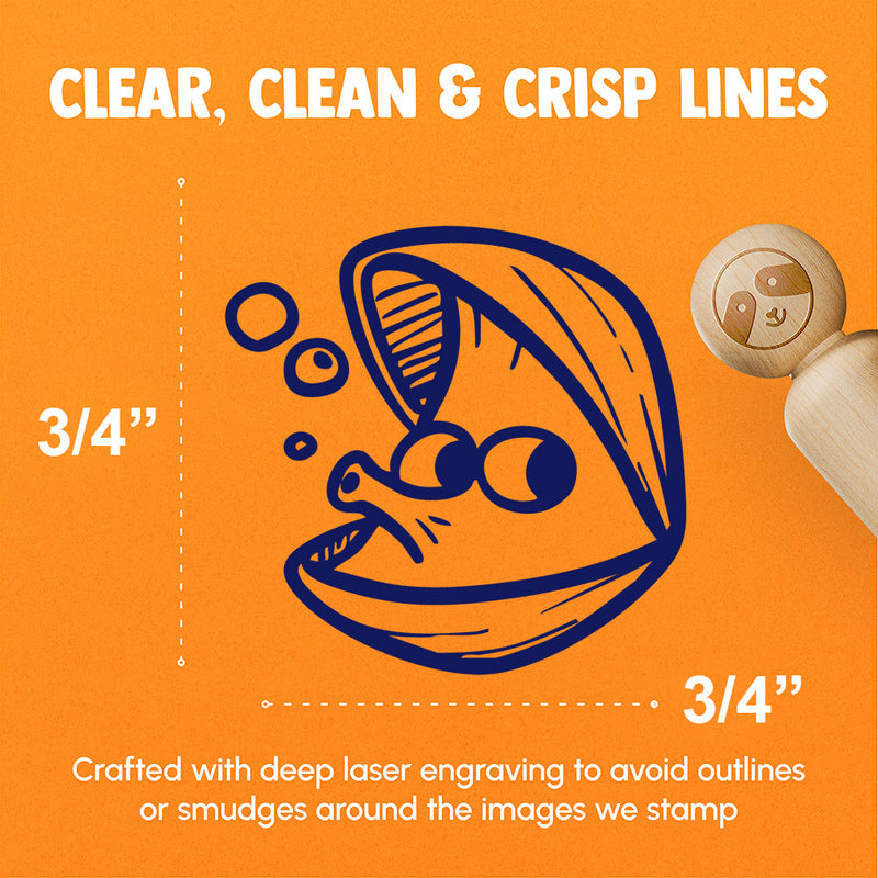 Open Cartoon Clam Blowing Bubbles Shellfish Rubber Stamp for Stamping Crafting Planners