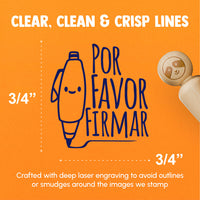 Por Favor Firmar Please Sign Spanish Pen Class School Teacher Stamp Rubber Stamp for Stamping Crafting Planners