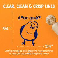 Por Que Why Spanish Question Bird Finch Teacher Stamp Rubber Stamp for Stamping Crafting Planners