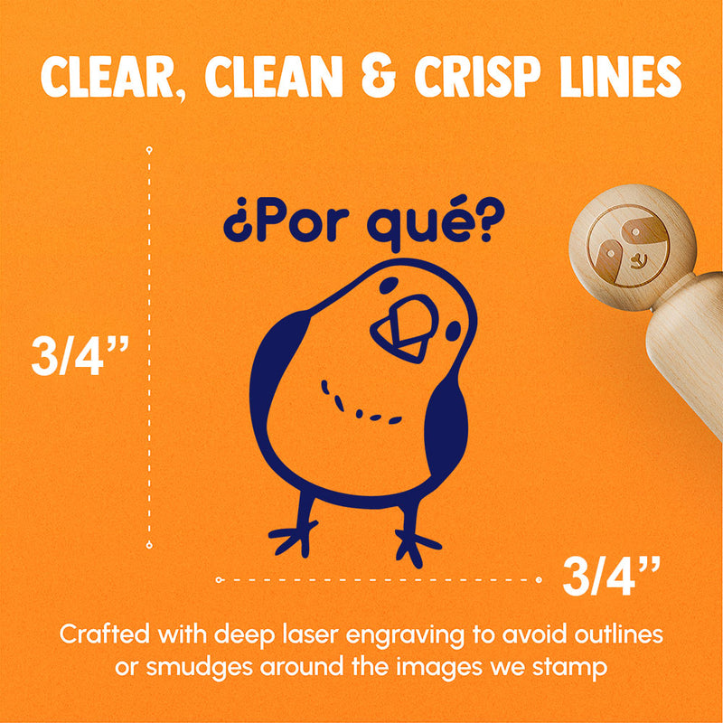 Por Que Why Spanish Question Bird Finch Teacher Stamp Rubber Stamp for Stamping Crafting Planners