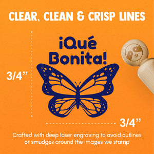 Que Bonita How Beautiful Butterfly Mariposa Spanish Teacher Stamp Rubber Stamp for Stamping Crafting Planners