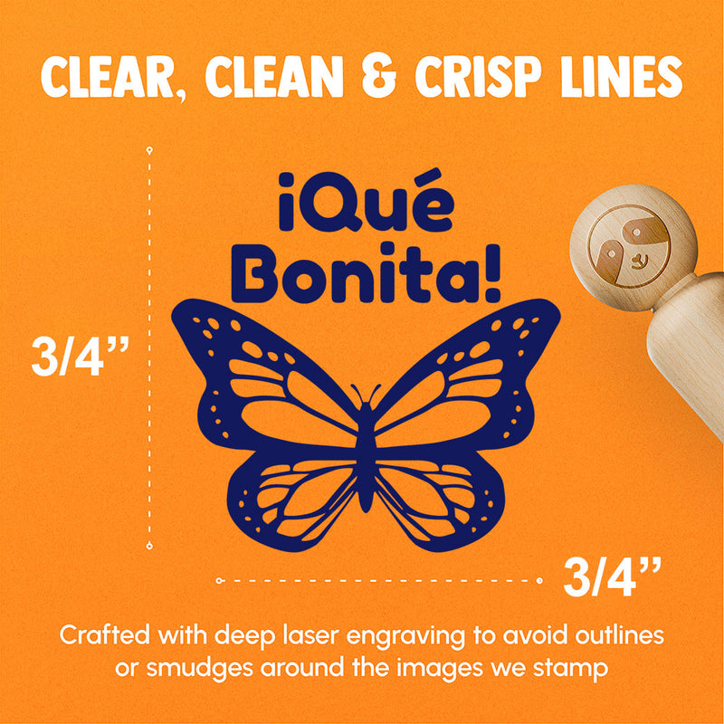 Que Bonita How Beautiful Butterfly Mariposa Spanish Teacher Stamp Rubber Stamp for Stamping Crafting Planners