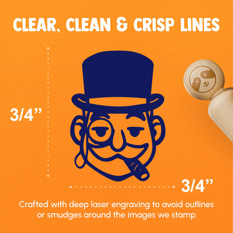 Rich Man Top Hat Mustache Tycoon Cigar Rubber Stamp for Stamping Crafting Planners