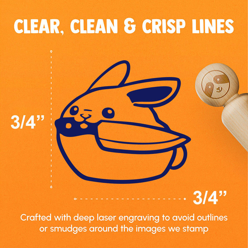 Round Cartoon Bunny Rabbit with Knife Rubber Stamp for Stamping Crafting Planners