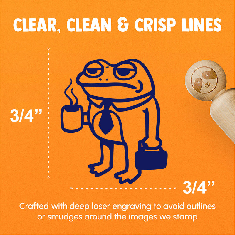 Sad Business Frog Coffee Suitcase Tie Rubber Stamp for Stamping Crafting Planners