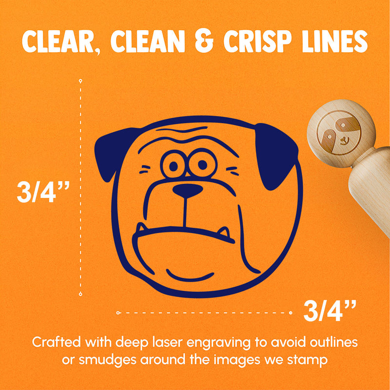 Shocked Surprised Cartoon Bulldog Pet Animal Rubber Stamp for Stamping Crafting Planners