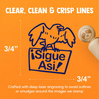 Sigue Asi Spanish Keep it Up Eagle Bird Teacher Stamp Rubber Stamp for Stamping Crafting Planners