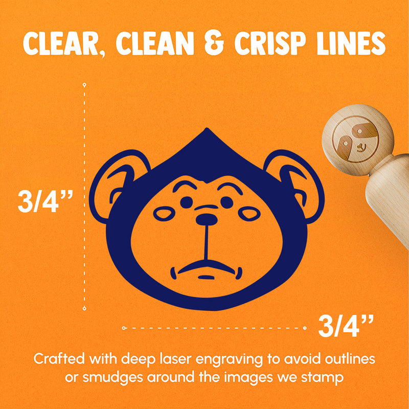 Silly Monkey Round Head Ape Chimpanzee Rubber Stamp for Stamping Crafting Planners