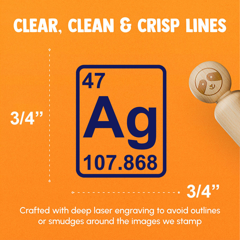 Silver Periodic Table of Elements Science Chemistry Rubber Stamp for Stamping Crafting Planners