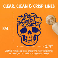 Skull Mushroom Brain Horror Fungus Bones Rubber Stamp for Stamping Crafting Planners