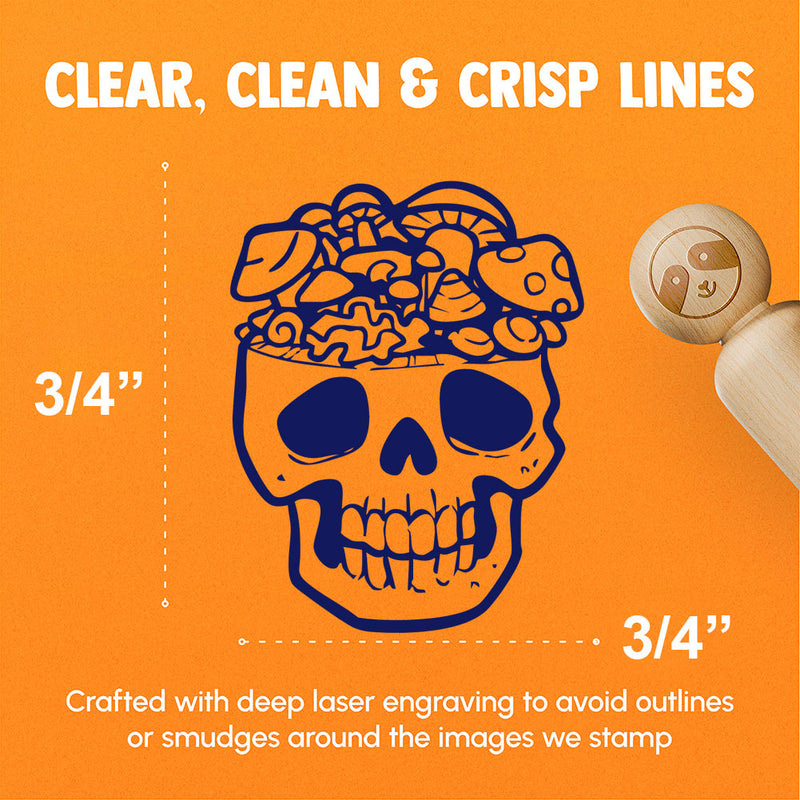 Skull Mushroom Brain Horror Fungus Bones Rubber Stamp for Stamping Crafting Planners
