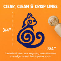 Tribal Cat Swirls Southwest Feline Rubber Stamp for Stamping Crafting Planners