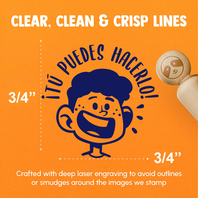 Tu Puedes Hacerlo Spanish You Can Do It Happy Boy Smile Teacher Stamp Rubber Stamp for Stamping Crafting Planners
