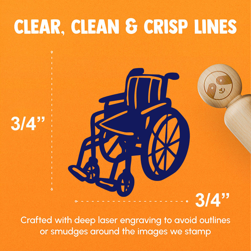 Wheelchair Disability Accessibility Injury Disabled Rubber Stamp for Stamping Crafting Planners