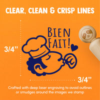 Bien Fait Well Done Chef's Kiss Compliment Cook Perfect Rubber Stamp for Stamping Crafting Planners