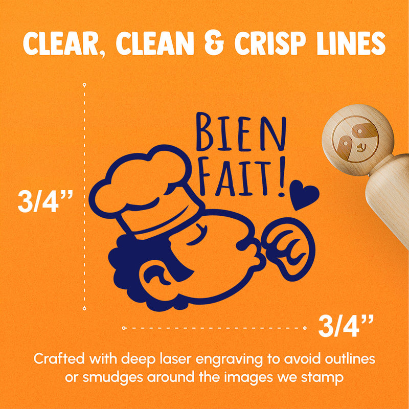Bien Fait Well Done Chef's Kiss Compliment Cook Perfect Rubber Stamp for Stamping Crafting Planners