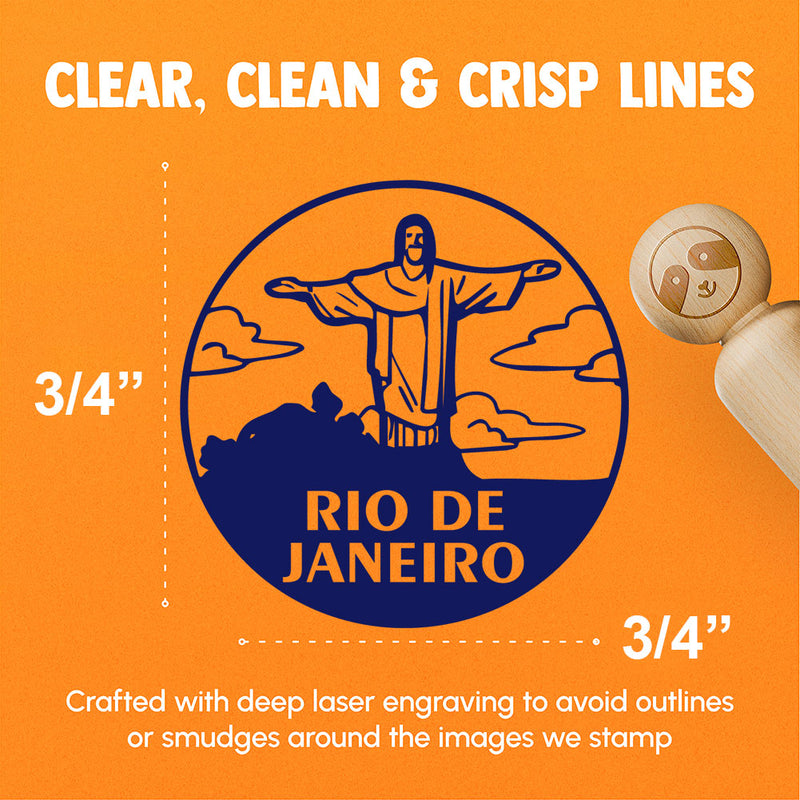 Christ the Redeemer Rio De Janeiro Brazil Landmark Destination Circle Rubber Stamp for Stamping Crafting Planners