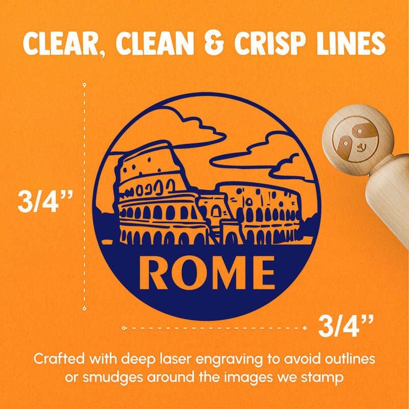 Colosseum Rome Italy Landmark Destination Circle Rubber Stamp for Stamping Crafting Planners