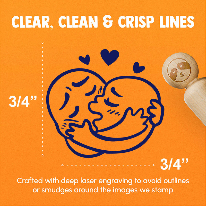 Funny Cartoon Characters Kissing Smooching Heart Rubber Stamp for Stamping Crafting Planners
