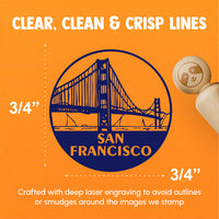 Golden Gate Bridge San Franciso California Landmark Destination Circle Rubber Stamp for Stamping Crafting Planners
