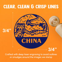 Great Wall of China Landmark Destination Circle Rubber Stamp for Stamping Crafting Planners