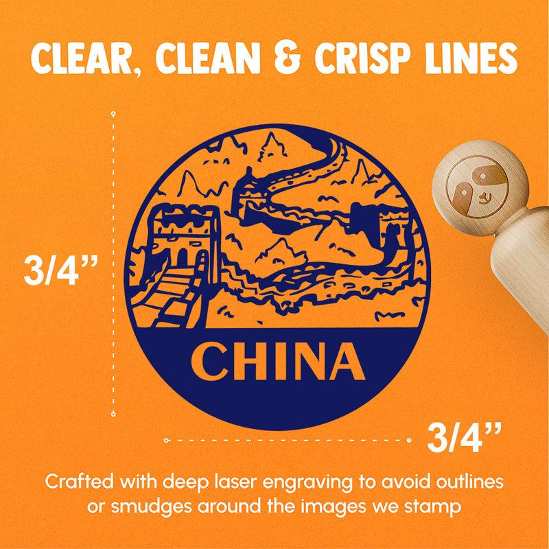 Great Wall of China Landmark Destination Circle Rubber Stamp for Stamping Crafting Planners