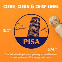 Leaning Tower of Pisa Italy Landmark Destination Circle Rubber Stamp for Stamping Crafting Planners