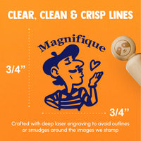 Magnifique French Compliment Language Beret Blowing Kiss Rubber Stamp for Stamping Crafting Planners