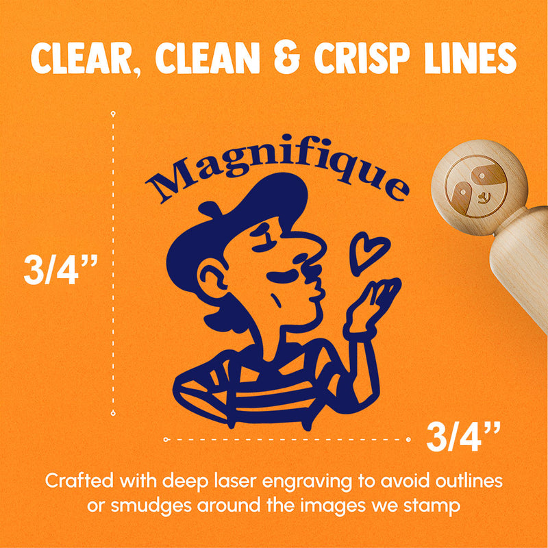 Magnifique French Compliment Language Beret Blowing Kiss Rubber Stamp for Stamping Crafting Planners