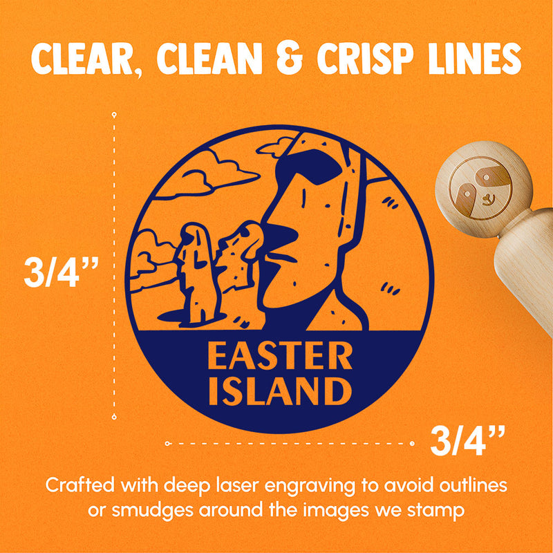 Moai Easter Island Landmark Destination Circle Rubber Stamp for Stamping Crafting Planners