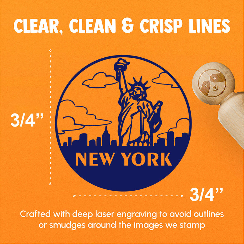 Statue of Liberty New York USA Landmark Destination Circle Rubber Stamp for Stamping Crafting Planners