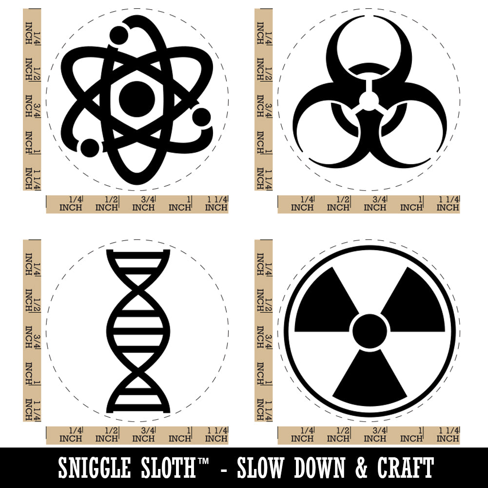 Science Symbols Atom DNA Biohazard Radiation Rubber Stamp Set for Stamping Crafting Planners