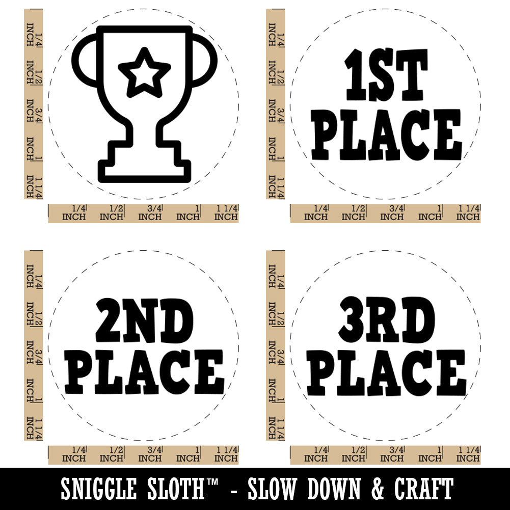Trophy Award First 1st Second 2nd Third 3rd Place Rubber Stamp Set for Stamping Crafting Planners