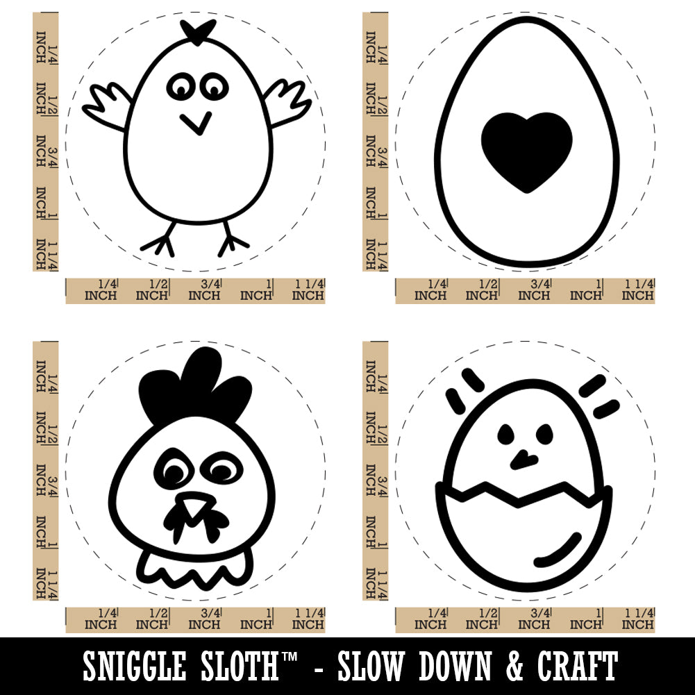 Chicken Wary Doodle Rooster Chick Hatching Heart Egg Rubber Stamp Set for Stamping Crafting Planners