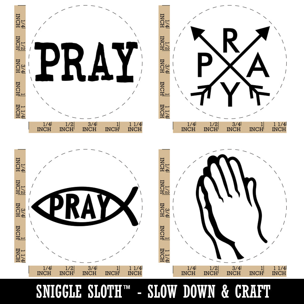 Pray Ichthys Fish Hands Text Rubber Stamp Set for Stamping Crafting Planners