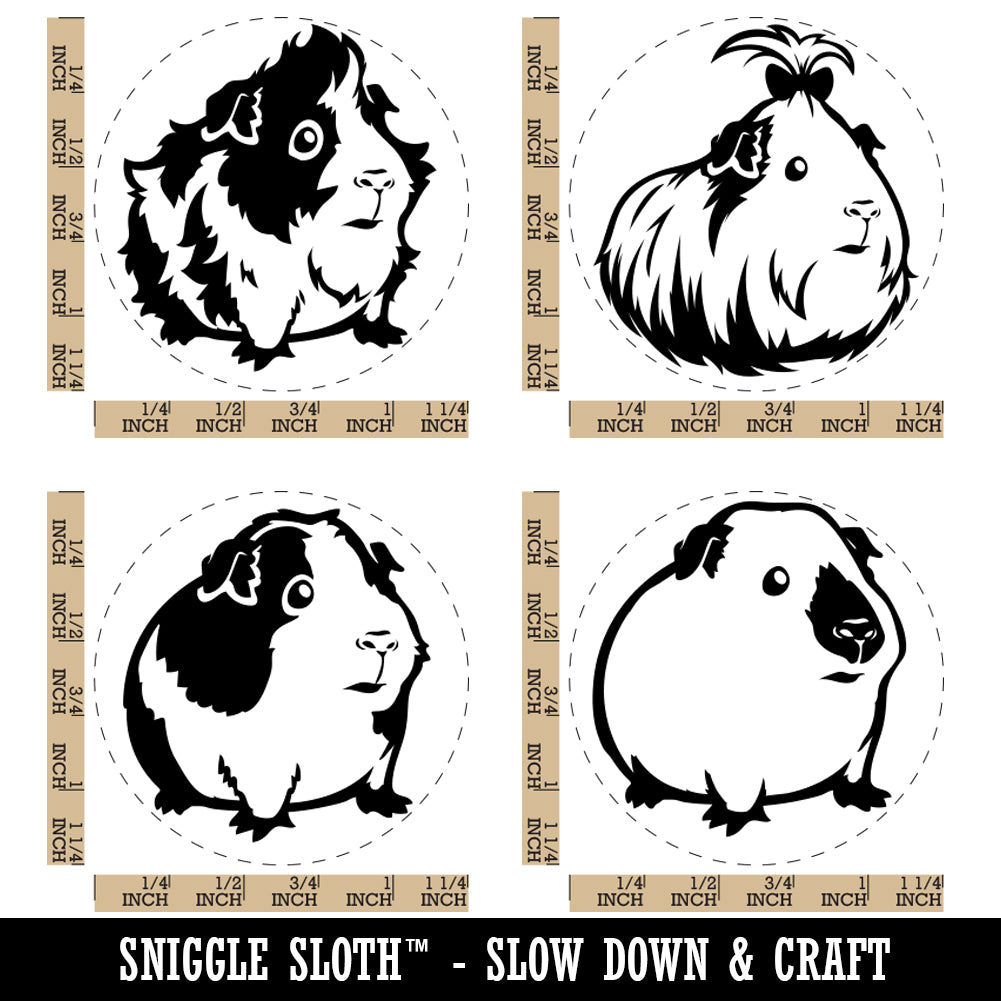 Guinea Pigs Himalayan Spotted Silkie Abyssinian Rubber Stamp Set for Stamping Crafting Planners