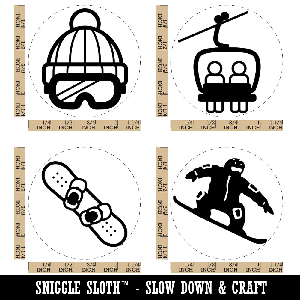 Snowboarding Extreme Snowboarder Snowboard Rubber Stamp Set for Stamping Crafting Planners