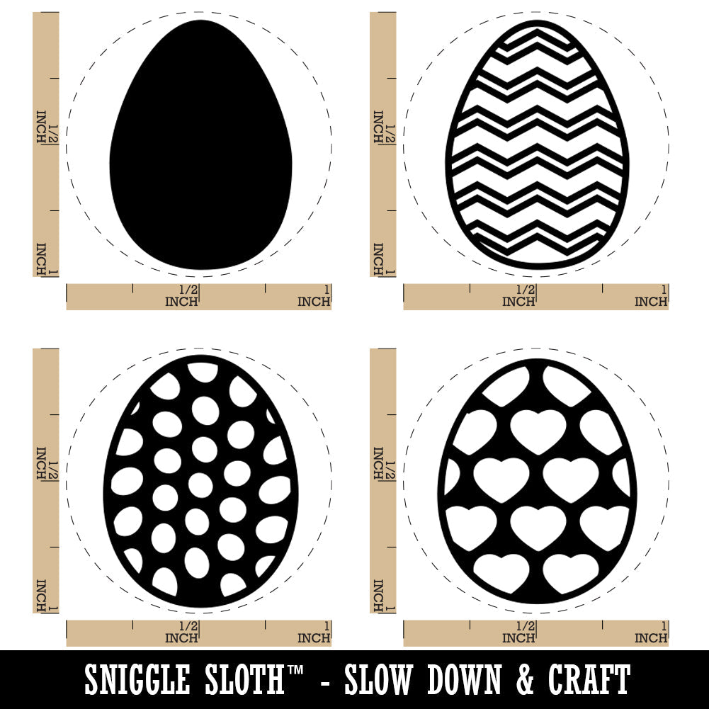 Easter Egg Hearts Polka Dots Pattern Rubber Stamp Set for Stamping Crafting Planners