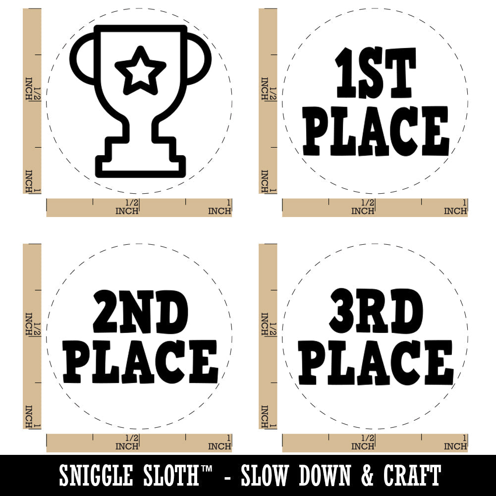 Trophy Award First 1st Second 2nd Third 3rd Place Rubber Stamp Set for Stamping Crafting Planners