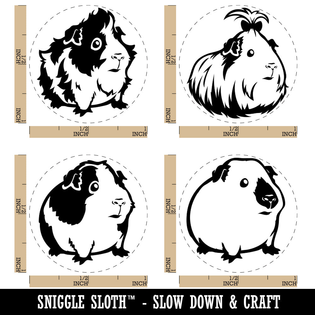 Guinea Pigs Himalayan Spotted Silkie Abyssinian Rubber Stamp Set for Stamping Crafting Planners
