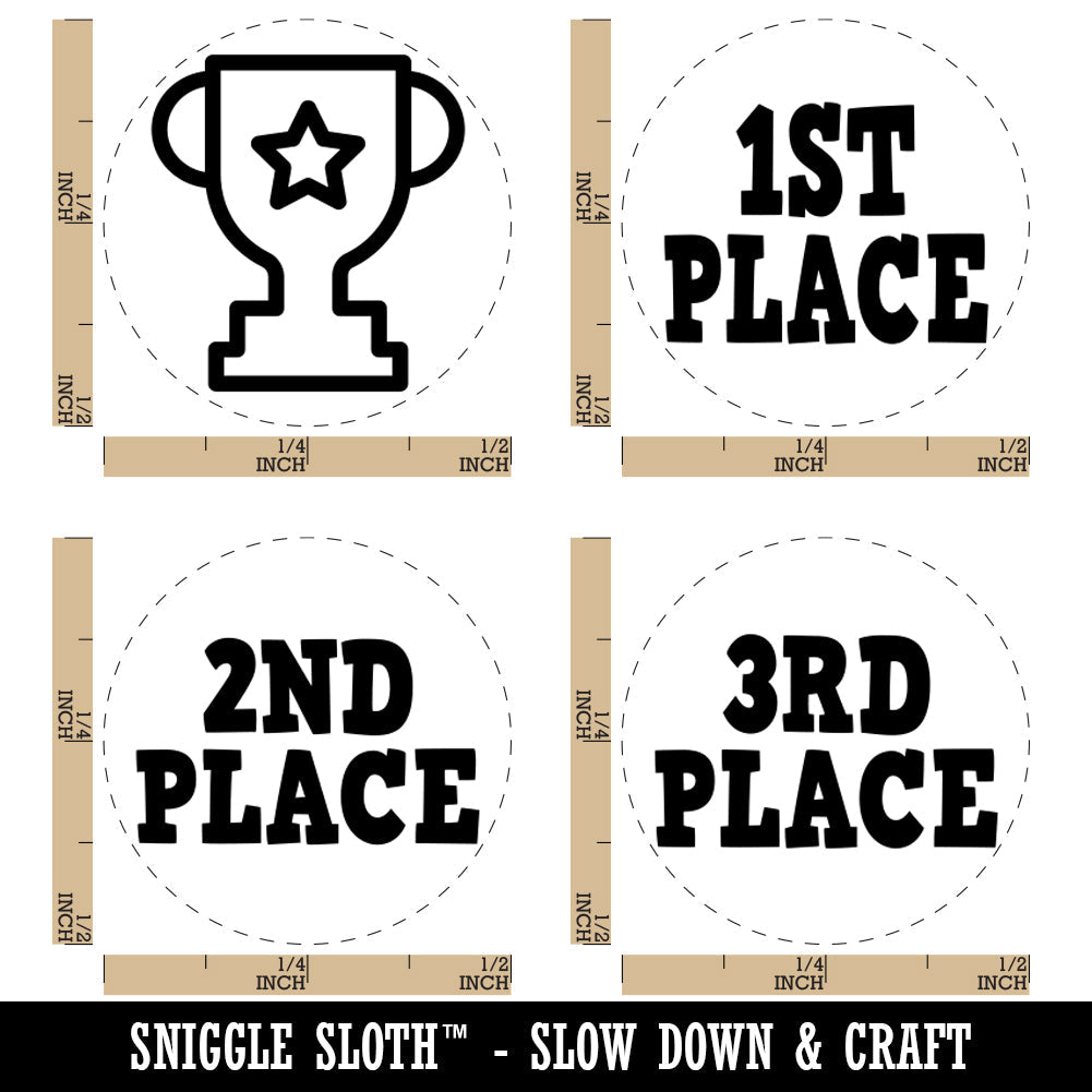 Trophy Award First 1st Second 2nd Third 3rd Place Rubber Stamp Set for Stamping Crafting Planners