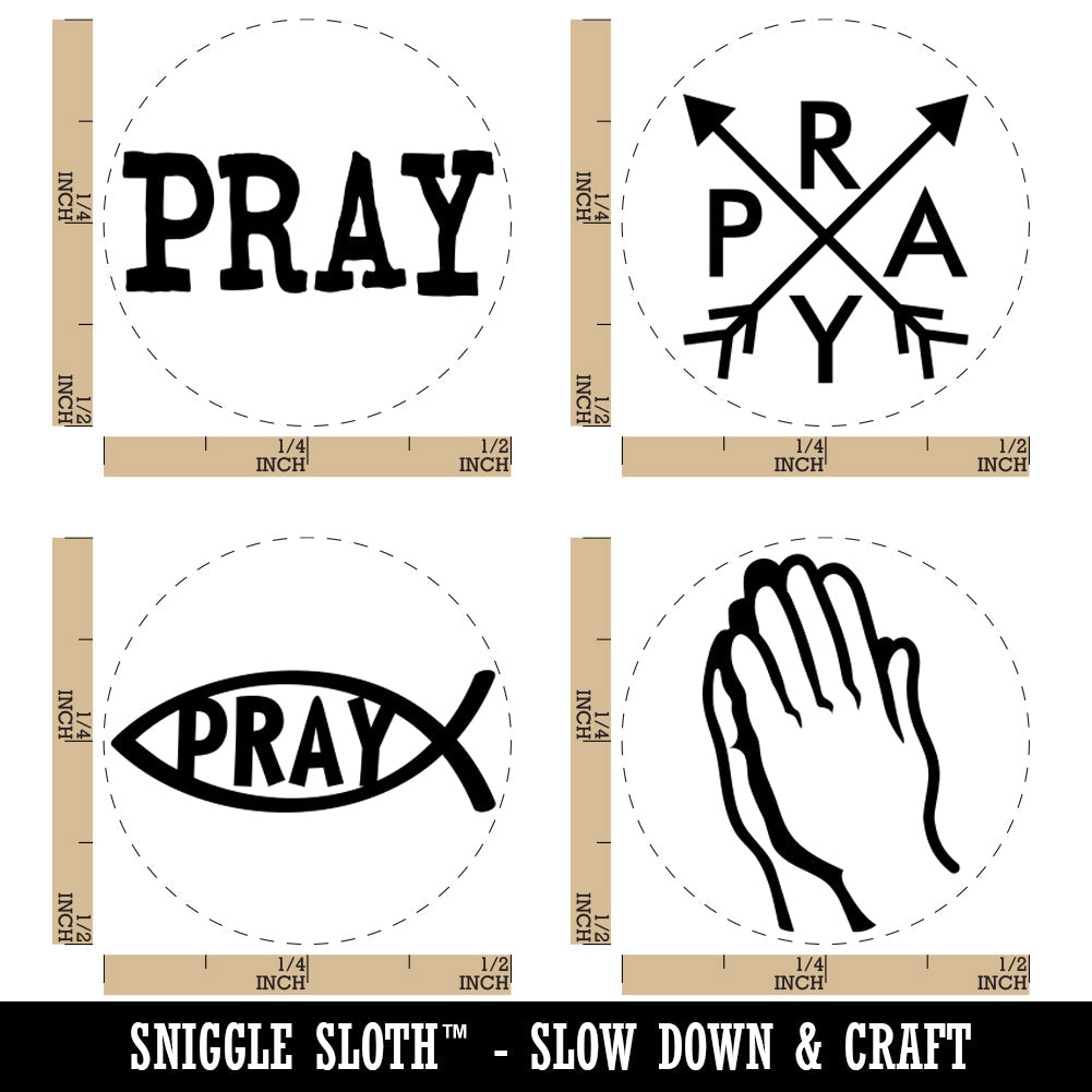 Pray Ichthys Fish Hands Text Rubber Stamp Set for Stamping Crafting Planners
